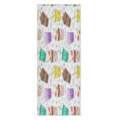 pnyoin Doodle Bubble Tea Yoga Towel,Hot Yoga Mat Towel with Grip Dots Sweat Absorbent Non-Slip for Hot Yoga, 24