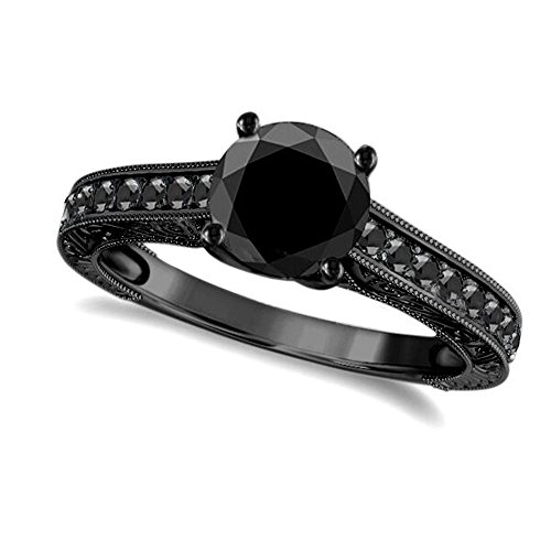 MauliJewels 1.50 Carat Black Rhodium Plated Black Diamond Engagement Bridal set Ring Prong 10K White Gold2
