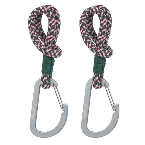 LÄSSIG Kinderwagenbefestigung (2 Stk.) Karabinerhaken Kinderwagenhaken Einkaufshaken/Stroller Hooks Cord green/lavender/deep red
