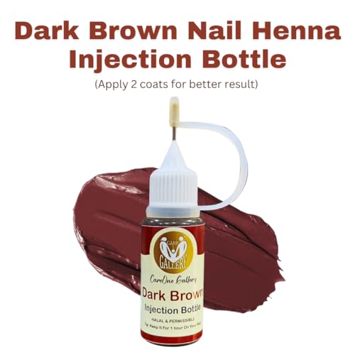 CareOne Gallery Instant Nail Injection Henna Paste Mehendi Bottle With Free Refill Bottle | Vegan & Halal Nail Polish For Women & Girls | Without Chemicals | Long Lasting | Ready To Use Dark Brown Colour Stain |