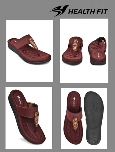 Image of HEALTH FIT EXTRA SOFT Women's Comfortable Memory Foam Doctor Slippers /Flip-Flops|Fashionable Casual & Stylish|Lightweight & Breathable|Outdoor Synthetic Casual Chappals Sandals Ladies & Girls HF23