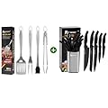 ROMANTICIST 4PC Heavy Duty Grill Accessories Bundle with Kitchen Knife Set with Block - Best Kitchen Knife Set Gift for Professional Chef Home Cooks