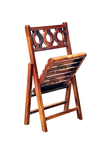 Image of Wooden Folding Chair Set of 2 | Portable Foldable Dining Chairs for Balcony, Patio, Living & Drawing Room (Brown, Set of 2 Chairs)