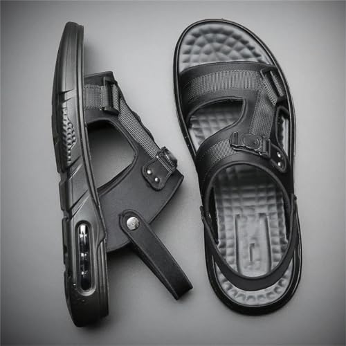 Black Leather Shoes Men's Beach Shoes Casual Shoes Thick Bottom Non-Slip Slippers3