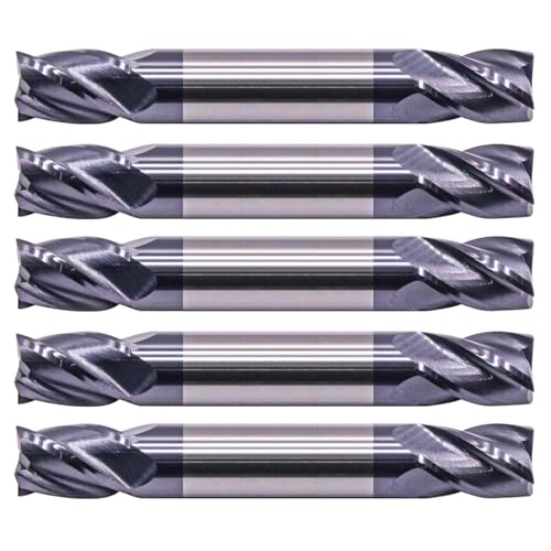 Image of 5Pcs 3 /8 inch 4 Flute Solid Carbide Square End Mill - Double End - AlTiN Coated | 35 Degree Helix, 3 /8 inch Cutting Diameter, 3 /8 inch Shank Diameter, 9 /16 inch Length of Cut, 2-1 /2 inch Overall Length
