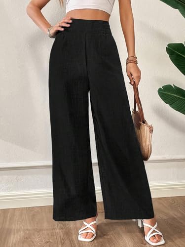 Image of Vogaan Trousers for Women | Women's Loose Fit Trousers | Women's High-Waisted Wide Leg Pant | Women Trousers Pants | Korean Trousers for Holiday
