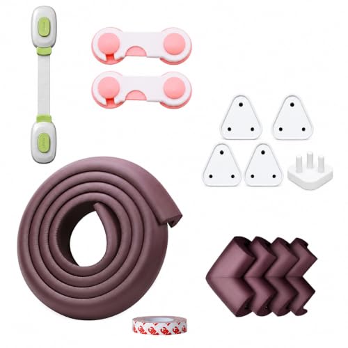 Image of Safe-O-Kid Baby Proofing Safety Kit | 1 Edge Guard, 4 Corner Protectors, 2 Smiley-End Safety Locks, 5 Electric Socket Covers & 1 Multipurpose Safety Lock | Home Safety for Babies - Assorted