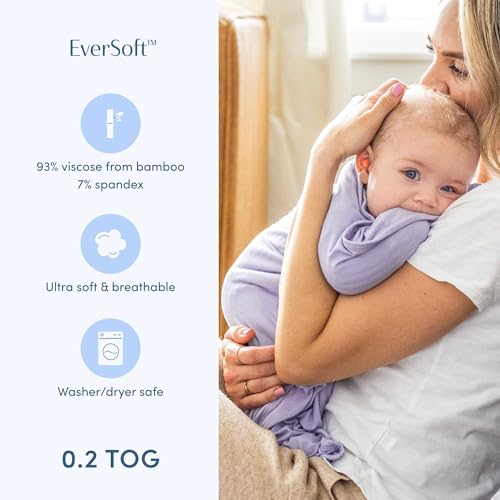 Image of SleepingBaby Bamboo Zipadee-Zip Transition Swaddle - EverSoft Starfish Design Breathable Wearable Blanket with Two-Way Zipper, Large (12-24 months), Lilac