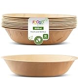 FOOGO Green Palmblatt-Schalen 2000 ml, Ø 30 cm, 10 Stück – Stabile Einwegschüsseln aus Palmblättern – Geschirr kompostierbar & biologisch abbaubar – Einweggeschirr für Party & Picknick