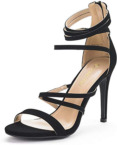 DREAM PAIRS Women's Show Black Nubuck High Heel Dress Pump Sandals - 9 M US