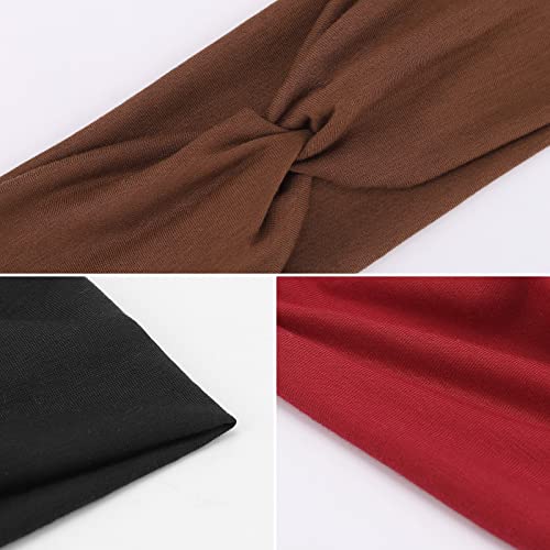 Image of DRESHOW 8 Pack Headbands for Women Yoga Knotted Headbands Elastic Criss Cross Hair Accessories Sports Head Wrap Non Slip