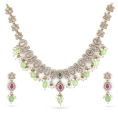 Image of Rubans AD Zircon Designer Drop Necklace Set for Women Stylish