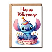 MonarchNguyen Stitch Birthday Card - Funny Birthday Gift For Love Stitch - Happy Birthday Card - Great Gift Birthday For Daughter Son And Family