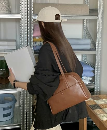 Soft Vegan Leather Shoulder Bags for Women Large Vintage Tote Purse Working Shopping Handbag Underarm Satchels2