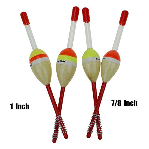 Krazywolf Day-Night Use Balsa Spring Fishing Floats,3/4 to 1 Inch,Pack of 12 - Thumbnail 6