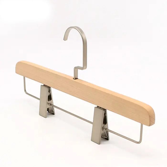ROLLYWARE ® Premium Nonslip Adjustable Clip Hangers,Retro Wood Coat Trouser, Skirt, Pant Velvet Hanger with, Space-Saving & Sleek Multipurpose Hangers Towel, Scarf (1, Natural Wood)-image-39