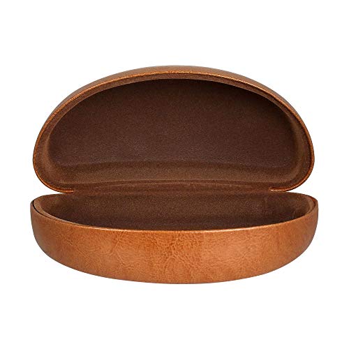 Sunglass Case Hard Shell | Large Eye Glasses Case For Men And Women | Protective Holder for Eyewear | Fits Most Eyeglasses | Light Brown