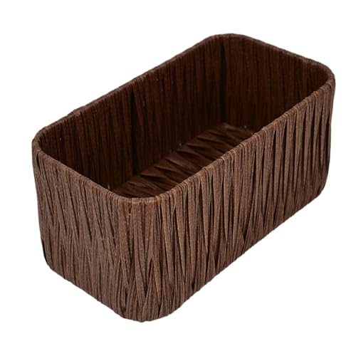 rockible Cesta Tejida Organizadora, Cestas Tejidas, Estantes de Despensa, Cestas Pequeñas Multiusos, Cesta de Almacenamiento de Escritorio, Organización Rectan, 24x13x12cm, Individual