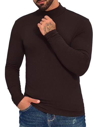 ZAFUL Men's Mock Turtleneck Shirts Long Sleeve Lightweight Slim Fit Undershirt Tops Ribbed Pullover Dress Base Layer Shirts2