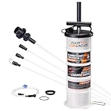 FOUR UNCLES 6.5L Manual Oil Extractor Pump for Automotive, Vacumm Fluid Extractor with Pump Tank Remover & 4 Tubes for Oil Change and a Brake Bleeder Hose for Brake Fluid Change