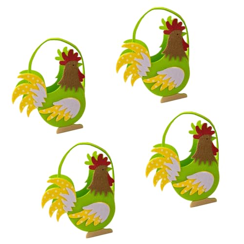 Set of 4 Easter Chicken Treat Bags Functional Easter Handheld Storage Bags for Candy, Toy, and Eggs Hunt Fun Chicken Eggs Candy 