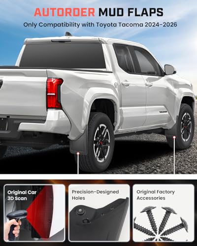 Image of Autorder Mud Flaps for Toyota Tacoma 2024-2026 Accessories All-Weather Splash Guards Protect Paint Mudflap No Drilling Required Mud Guard Body Kits for Tacoma Set 4PCS