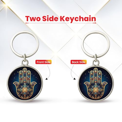 Image of MG | Protective Evil Eye /Spiritual Symbols /Om /Motivational Keychains | Double-Sided Metal Key Ring | Good Luck and devine Charm for Car, Bike, Home & Office