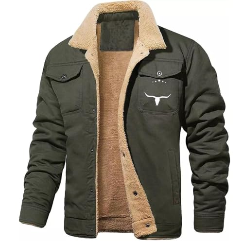Men's Retro Western Winter Fleece Jacket Warm Fleece Lined Coat