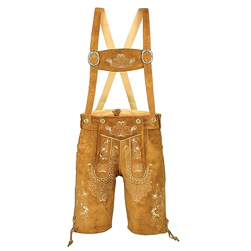 Lederhosen Men - Authentic German Bavarian Lederhosen - Men Oktoberfest Lederhosen (Style 1)