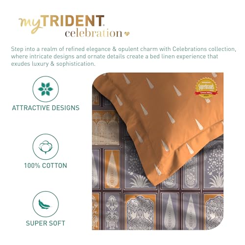 Image of MYTRIDENT Celebration Bedsheet Gifting Collection Double Size - Gharana Grey