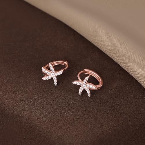 Pendientes de aro con estrella de mar en plata 925 para lucir en la playa 5