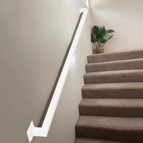 Rambarde d'escalier noire en fer forgé de 5,8 m avec supports muraux