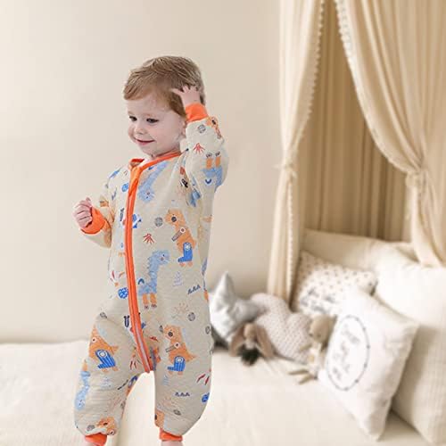 Baby Sleep Sack Split Leg Toddler Wearable Blanket with Legs Cotton Long Sleeve Sleeping Bag Infant Baby Girls Boys Sleep Sack 1.5 Tog Spring Autumn,Dinosaur 100CM