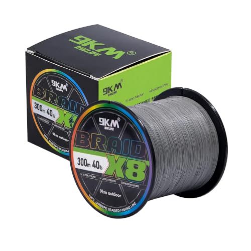 9KM DWLIFE Braided Fishing Line 8LB-120LB Dyneema Fishing Line, Zero Stretch & Anti-Bite Coating for Freshwater/Saltwater Fishing 8 Strands