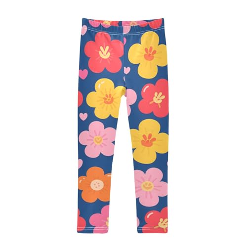 Colored Floral Girls Leggings Stretchy Dance Pants for Kids