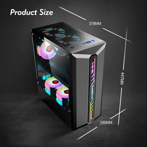 Gabinete XLTFUC Mid-Tower para computadora compatible con ATX y Micro-ATX, admite 8 ventiladores ARGB, USB2.0-USB3.0-HD Audio, panel lateral de vidrio templado, soporte para enfriamiento por agua (Negro) miniatura 7
