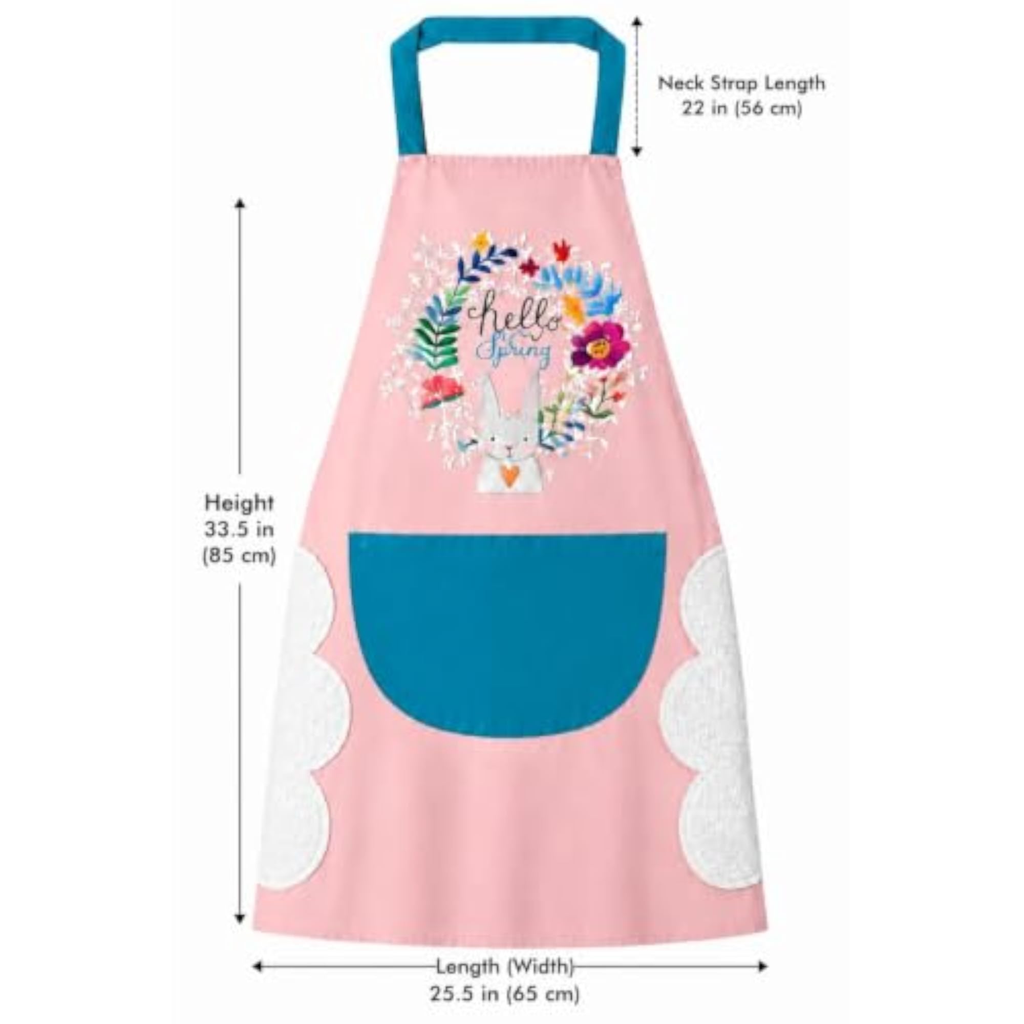 Polyester Kitchen Apron with Large Front Pocket, Adjustable Free Size