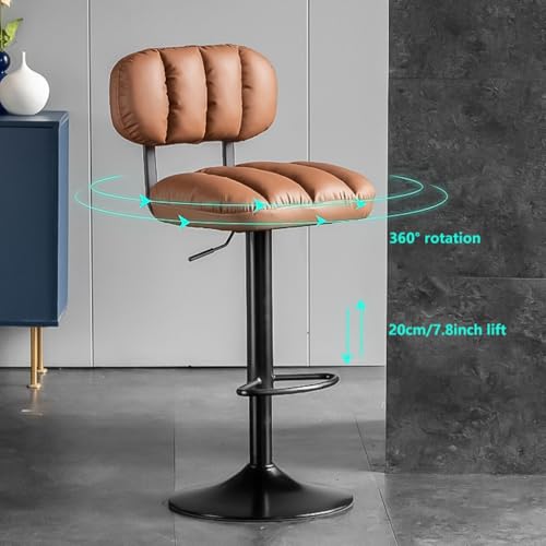 Tabourets de bar en simili cuir bleu haute qualité et acier - 5