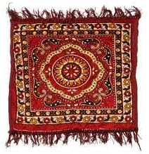 Ivaan Products 2 Piece Set Velvet Pooja asana/Prayer aasan/Mat - (2 Ft x 2 Ft), Red & Golden