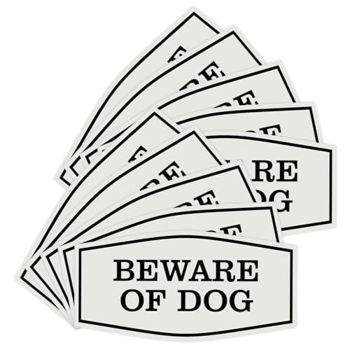 All Quality Fancy Beware of Dog Wall or Door Sign | Durable Material | Home Security Signs | Easy to Install (Light Grey/Black) - Medium 10 Pack