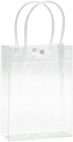 12 bolsas de regalo transparentes, bolsas de regalo de plástico con asa y botón, bolsa de regalo de PVC transparente reutilizable para regalos de