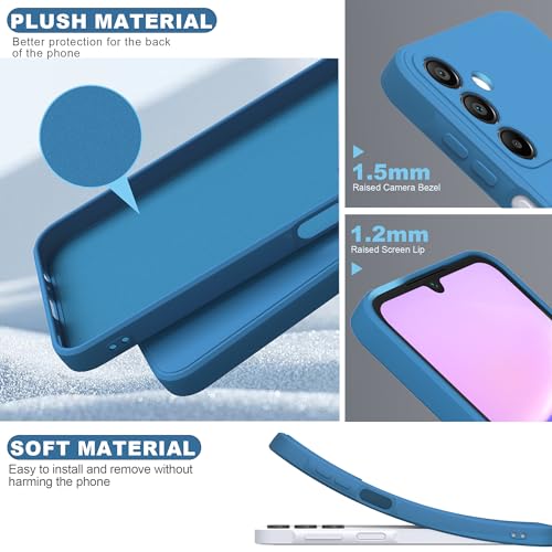ARRYNN Etui do Samsung Galaxy A15 4G / 5G + folia ochronna, etui na telefon komórkowy z płynnym silikonem TPU, etui ochronne do Samsung Galaxy A15 4G / 5G - niebieskie