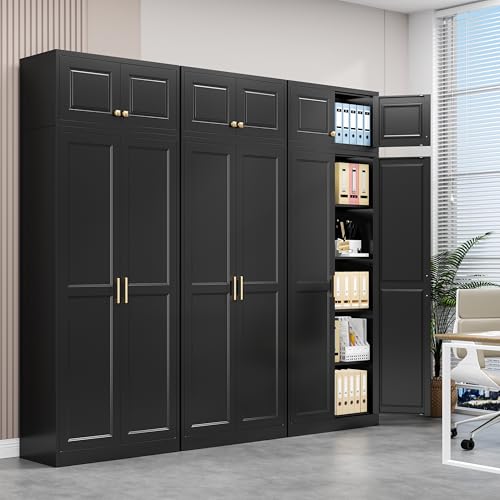Image of Polup Kitchen Pantry Cabinet, 86 Inch Tall Metal Storage Cabinet, Large Pantry cabinets with Doors and Shelves, Black Storage Cabinets for Garage, Living, Dining, Office, Bathroom, Assembly Required