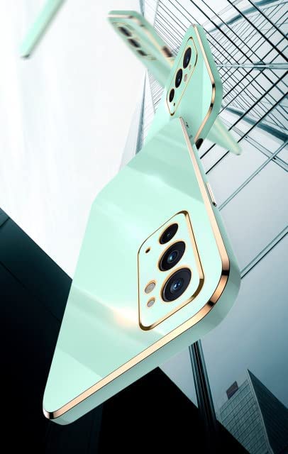 Image of for OnePlus 9R Luxury Square Plating Phone Case Solid Color Soft Silicone Back Cover (for OnePlus 9R, Mint Green)