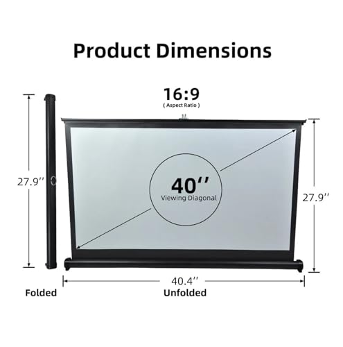 Pantalla proyector de mesa 40 pulgadas portátil HD 16:9 con soporte plegable 2