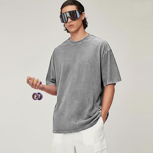 Mens Oversized T Shirts Acid Washed Vintage Loose Fit Unisex Tee Short Sleeve Streetwear Casual T-Shirts3