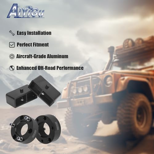 AiYiGu 3\" Front & 2\" Rear Full Leveling Lift Kit Compatible with 2007-2024 Chevy Silverado 1500, GMC Sierra 1500 2WD 4WD, 3 Inches Front & 2 Inches Rear Strut Spacer Suspension Lift Kits Lift Blocks