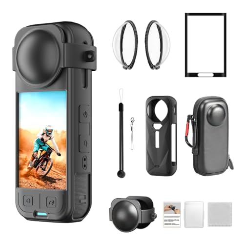 Vasgather Camera Accessory Kit for Insta 360 X5 - Lens Guards Silicone Case Camera Case (Black Unisex)