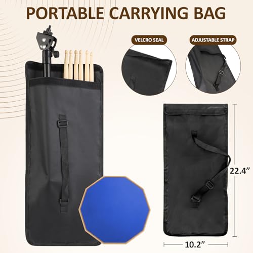 GrowDaily Drum Practice Pad Snare Drum Stand Set 8 In With Double Sided Silent Drum Pad, Drum sticks,Carrying Bag Adjustable Stand