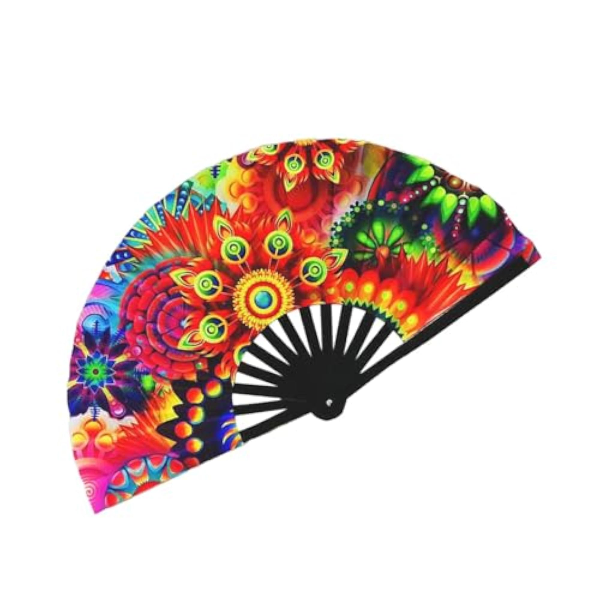 Rave Folding Hand Fan with Fluorescent Effects